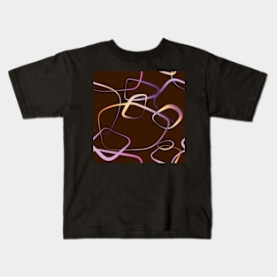 Abstract round shapes with a pastel gradient on chocolate brown Kids T-Shirt